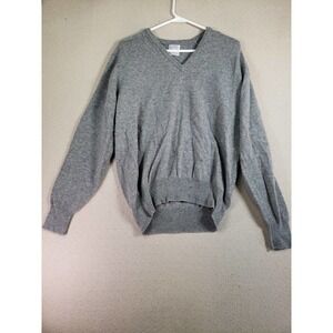 VTG At-Ease Sweater Mens 42 Gray Pullover V-Neck‎ Regular Fit Casual 100% Wool